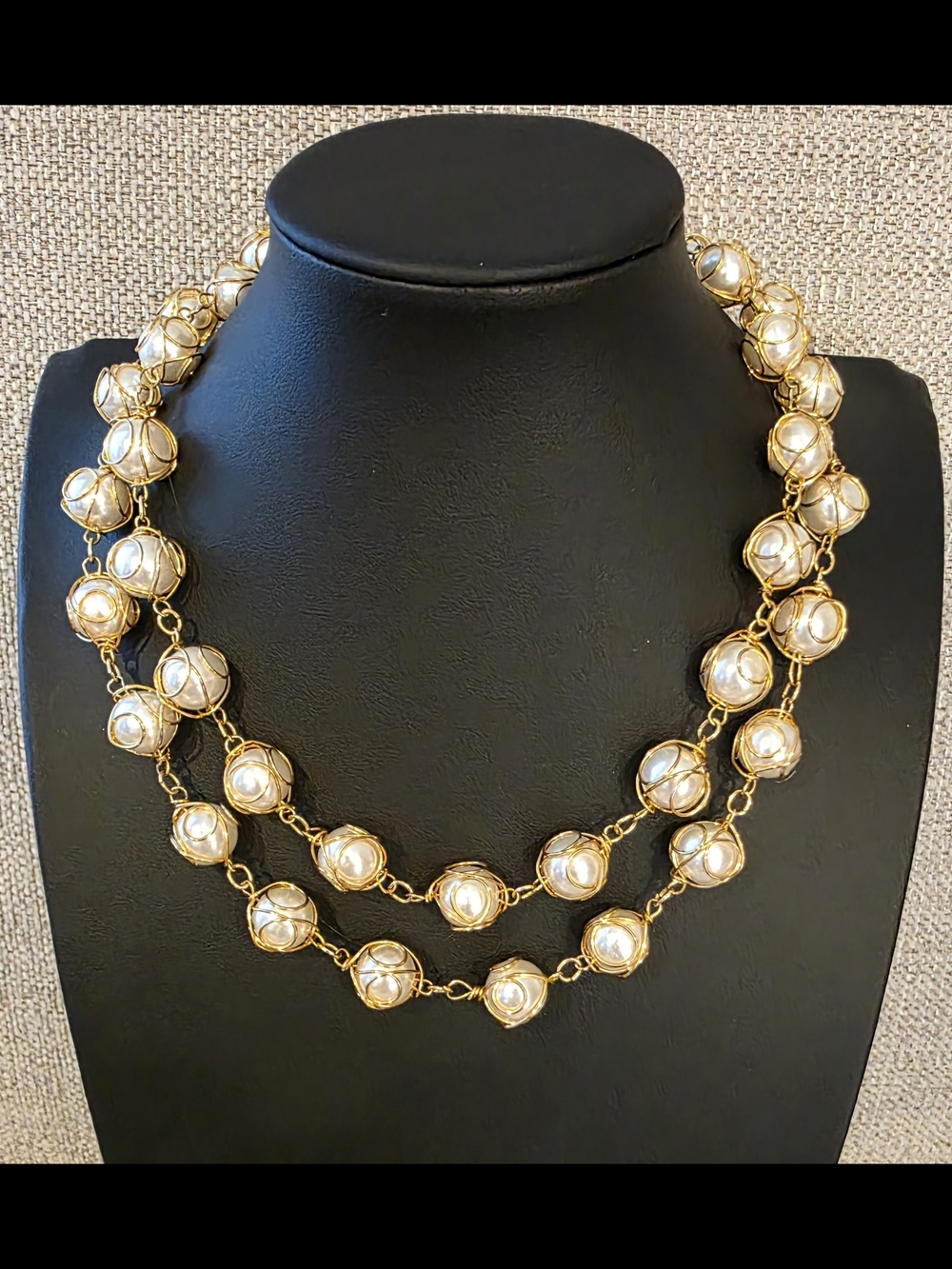 Vintage Erwin Pearl cage wire-wrapped pearl necklace